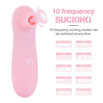 10 Dažnio Čiulpti Vibratorius Clit Sucker-Klitorio Stimuliatorius Masturbator Dildo Spenelių Prie Pat Liežuvio, Burnos Žaislai Suaugusiems