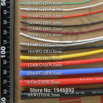 10 metrų per daug 18AWG aukštos temperatūros varža Lanksti silikoninė viela konservų varinės vielos RC maitinimo laido Elektroninių kabelis
