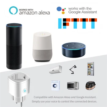 100-240 V Smart Plug WiFi Lizdas ES Galios, Stebėti Laiko Funkcija Tuya SmartLife APP Kontrolės Dirbti Su Alexa, Google 