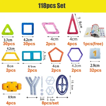 100-298PCS Mini Dydžio Magnetiniai Blokai Trikampis Kvadratinių Plytų Magnetinio Dizaineris Statybos Žaislai Vaikams Dovanų