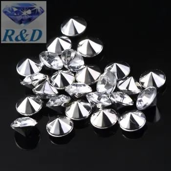 1000 vnt. / daug 12mm ( 6 Karatais ) Akrilo Sidabro Spalvos Deimantų Konfeti Lentelė Sklaida diamond konfeti Vestuves Apdaila