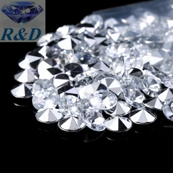 1000 vnt. / daug 12mm ( 6 Karatais ) Akrilo Sidabro Spalvos Deimantų Konfeti Lentelė Sklaida diamond konfeti Vestuves Apdaila