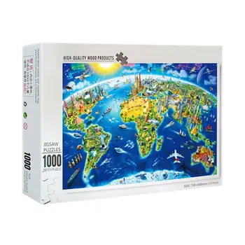 1000 Vnt./Pak Pasaulio Paminklų Žemėlapis, Dėlionė, Medienos Surinkti Jigsaw Puzzles Suaugusiųjų K1MA Karšto