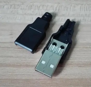 1000sets 3 in 1 USB 2.0 Prijunkite USB Male plug Black USB 2.0 Male Jungtis Suvirinti plug