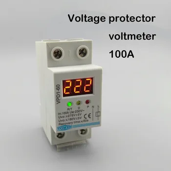 100A 220V, automatinis pakartotinis, per ir po įtampos apsauga apsauginis įtaisas relė su Voltmeter įtampos stebėti