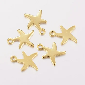 100vnt 304 Nerūdijančio Plieno, Golden Star/Starfish Pakabukai Karolius, papuošalai priėmimo 