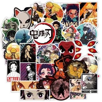100vnt Demon Slayer Kimetsu Nr. Yaiba Anime Lipdukas Cosplay Rekvizitai PVC, atsparus Vandeniui 