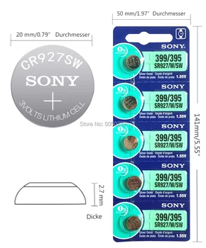 100vnt Sony 395 SR927SW 399 SR927W 7 TG LR927 1.55 V Mygtuką Monetos Cell Baterijos Sidabro Oksido Žiūrėti Baterijas Žiūrėti