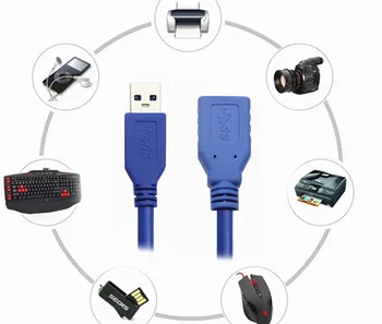 100vnt USB3.0, vyrų ir Moterų Pratęsimo Kabelis USB 3.0 M/F Extender Duomenų perdavimo Sync 