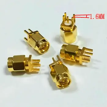 100vnt Žalvario SMA male plug lydmetalis dėl PCB įrašą krašto mount RF jungtis adapteris