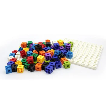 100x Plastiko 10 Spalvų Multilink Susieti Kubeliai Su Valdybos Ikimokyklinio Žaislai