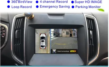 1080P HD 360 Bridview Supa Automobilių stebėjimo Sistema Panoraminis Vaizdas, Visos apvalios vaizdo Kameros sistema, su DVR įrašymo USB visiems automobilių