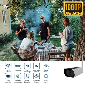 1080P saulės apsaugos kamera, mobilusis telefonas WiFi nuotolinio stebėjimo kamera be baterijos