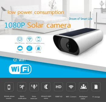 1080P Saulės IP Kamera 2MP, Belaidis 
