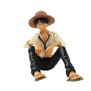 10cm, Anime One Piece Beždžionė D Luffy Sėdėti Apdailos Lėlės PVC Modelio Paveikslas Žaislai