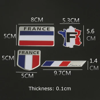 10PC Prancūzijos Vėliavos Plonas Aliuminio Etiketės, Emblemos 