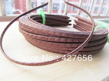 10vnt 5mm metalinis lankelis/hairband suvynioti rudos juostelės HB0002-br