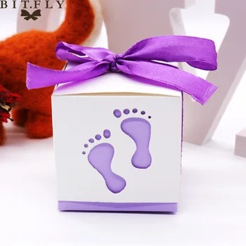 10vnt Baby Foot Saldainių Dėžutė Saldus Maišas Kūdikių Dušas Pėdsakus, Paplūdimyje-Už Free Ribbon brithday vestuves kūdikių dovanų
