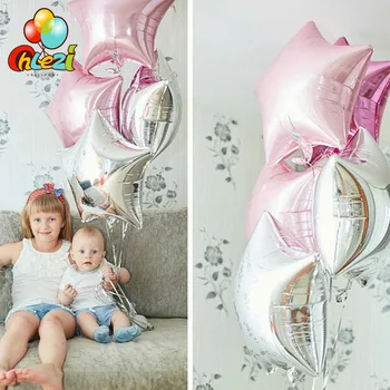 10vnt Baby Shower balionai 18 colių rožinė skiedra star helio folija Balionai berniukas Mergaičių Gimtadienis, 1-osios Šalies Prekių Dekoro Gryna spalva