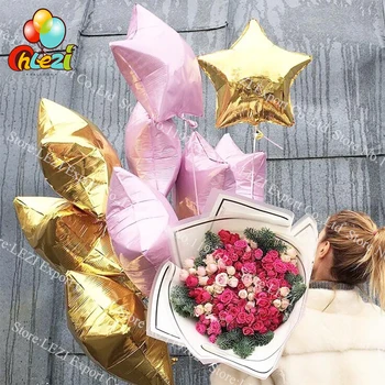 10vnt Baby Shower balionai 18 colių rožinė skiedra star helio folija Balionai berniukas Mergaičių Gimtadienis, 1-osios Šalies Prekių Dekoro Gryna spalva