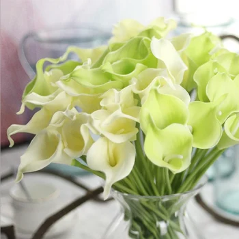 10vnt Dirbtinės gėlės PU Calla Lily Krūva vestuvių dekoratyvinės gėlės, vazos, namų dekoravimo reikmenys, namų ūkio produktai