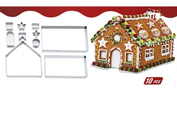 10vnt Namas Nerūdijančio Plieno Kalėdų Scenarijus Cookie Cutters Nustatyti Kepimo Formą Minkštas Cutter Kepimo Įrankis (F)