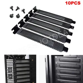 10vnt PCI Lizdo Dangtelį Dulkių Filtro Montavimo Plokštė Kieto Plieno Black w/varžtai