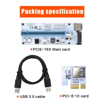 10vnt TISHRIC VER008S 3 in 1 4Pin Molex 6PIN SATA PCIE PCI-E PCI Express Stove Kortelės 008 1x iki 16x USB 3.0 Kabelį, Kasybos Miner
