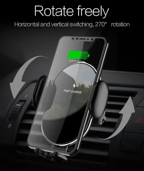 10W Belaidis Automobilinis Įkroviklis Automatinė Tvirtinimo Greito Įkrovimo Telefono Laikiklis, Automobilinis iPhone X 8 xiaomi 9 Huawei 