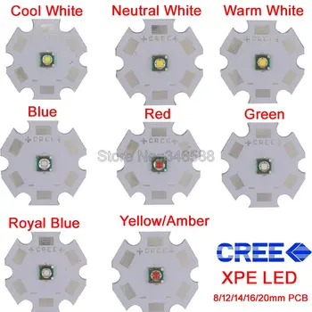 10x 3W Cree XPE XP-E Neutrali Balta šaltai Balta Šiltai Balta Raudona Žalia Mėlyna, Royal Mėlyna Geltona LED Spinduolis Diodų 8/12/14/16/20mm PCB