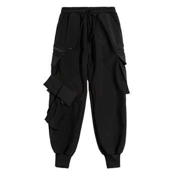 11 BYBB TAMSU 2020 metų Hip-Hop Funkcija Krovinių Kelnės Vyras Streetwear Multi Kišenės Vilnos Kelnes Harajuku Poilsiu Vyrų Kelnės Juoda