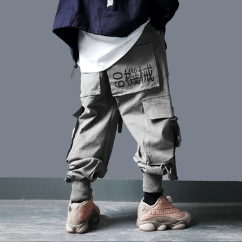 11 BYBB TAMSU Krovinių Kelnės Vyrams Hip-Hop Taktika Poilsiu Kelnės Elastingos Juosmens Juostelės Fahsion Harajuku Streetwear Ziajać Vyrų WX001