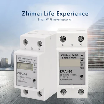 110-250V WiFi Smart Metering Energijos Skaitiklis Tuya/smart Gyvenimo APP Din Bėgelio vienfaziai Smart WIFI Matavimo Jungiklis