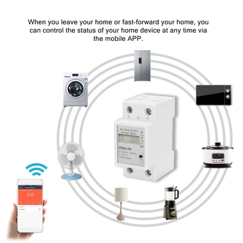 110-250V WiFi Smart Metering Energijos Skaitiklis Tuya/smart Gyvenimo APP Din Bėgelio vienfaziai Smart WIFI Matavimo Jungiklis