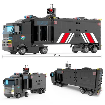 1102 vnt Policijos Nuovadą, Statyba Blokai, Mobiliųjų Komandų Centro Kūrybinės Bircks SWAT Automobilių Karo Sunkvežimis Blokai Žaislai Vaikams