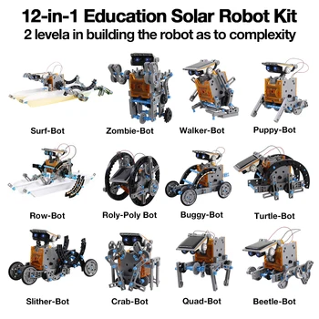 12 1 Švietimo Saulės Robotas 190 Vienetų Rinkinys Saulės energija Varomas Variklio Variklio ir Pavaros 