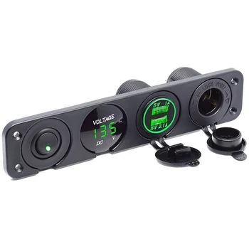 12 V~24V + Dual USB Lizdas Mokestis 2.1 +LED Digital Voltmeter Jungiklio Skydelis Tinka automobilių, sunkvežimių, laivų ir kruizinių laivų