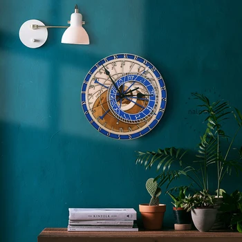 12 Žvaigždynų Venecija Astronomijos Sieninis laikrodis Kūrybos Medinis Laikrodis Kambarį Sieninis Laikrodis Kvarcinis Laikrodis Namų Puošybai