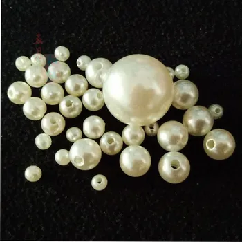 1200 VNT., sumaišyti dydžio perlų apvalūs karoliukai vaiskiai balta Dia tinkamų drabužių, aksesuarų, namų dekoravimo 018008002