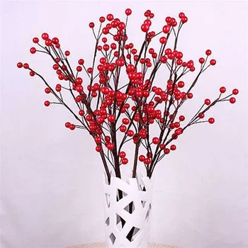 1200PCs 8mm Dirbtinės Raudonos Holly Uogų Kalėdų Medžio Kabo Dekoro Ornamentą, gėlių vadovai flores artificiales vainikas valentino dekoras