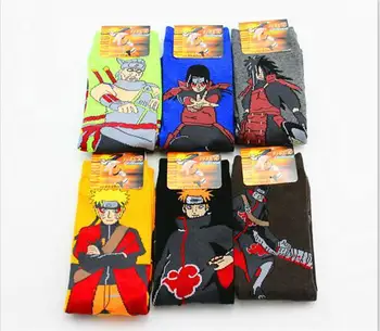 12pcs = 6 poros Naruto animacinių filmų šukuotos medvilnės rudenį ir žiemą vamzdis kojinės vyrams ne vieną animacinių filmų kojinės didmeninės