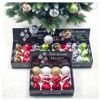 12pcs 8cm kalėdų kamuoliukus piešimo kamuolys menkniekis kabinti ornamentu dekoravimui namuose, kalėdų papuošalų, dovanų pakabučiai prekes