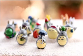 12pcs/daug Anime Mano Kaimynas Totoro Puikus Miniascape Dervos Miniatiūrinės Figūrėlės, Žaislų, PVC Plactic Mini Mielas Lėlės Modelis