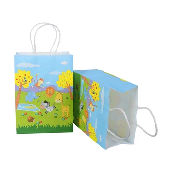 12pcs džiunglių gyvūnų popieriniai maišeliai berniukas gimtadienio dekoracijas saldainių maišelis, dėžutė baby shower berniuką džiunglėse šalies prekių pakavimo maišelis