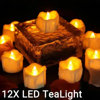 12Pcs Laikas Naujųjų Metų Žvakės Baterija LED Arbata Žibintai Elektros Tealights Žvakių Šviesos Velykų Atostogų Šalis, Baras Namų Dekoro