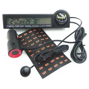 12V Skaitmeninis Laikrodis Patalpų Lauko Kompasas LCD Apšvietimas Laikino Stovėjimo Automobilio Termometras Įspėjimo Automobilių/Sunkvežimių/RV