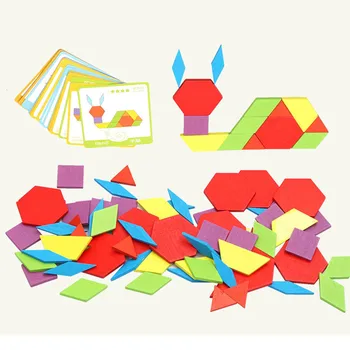130 Vnt. Medinių Geometrinės Formos Modelio Blokų, Dėlionės dėžė Žaislams Iššūkis INTELEKTO Vaikų Kūrybos