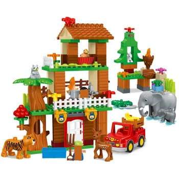 138Pcs Didelio Dydžio Džiunglių Nuotykių Blokai Beždžionių Gyvūnų Plytų Suderinama Duplo Apšviesti Švietimo Žaislai Vaikams