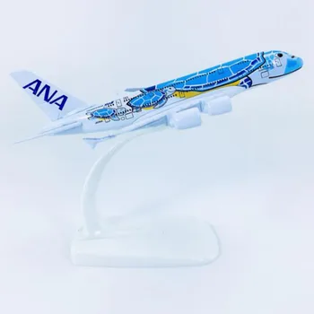 14CM 1/500 Masto A380 380 Japonijos ANA Airlines Mėlyna Vėžlys Lani Plokštumoje Modelį, Orlaivio Lydinio kolekcinė ekranas Lėktuvai