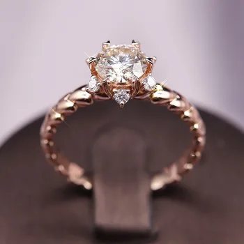 14K Rose Gold ring Gėlių stilius Moissanite Žiedas Vestuvinis Žiedas Jubiliejų Lab Diamond Padarė Romantiškas stilius